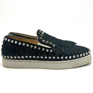 Christian Louboutin Black and Silver Moccasins
